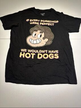 Eve Black Tee with Pink and Yellow Cartoon Graphic